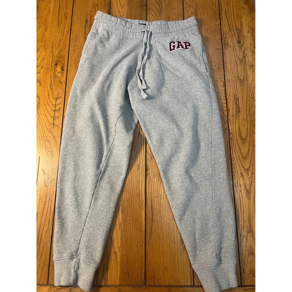 Gap Arch Logo Fleece Joggers Gray Burgundy Small Mens Sweatpants Pockets